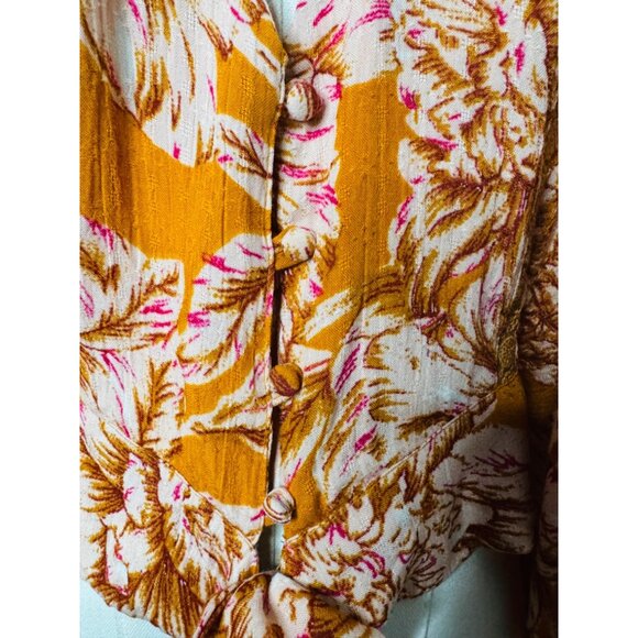 NWT Bohemian Small Band Of The Free Top Blouse Gold Blush Pink Paisley Print - Picture 12 of 12